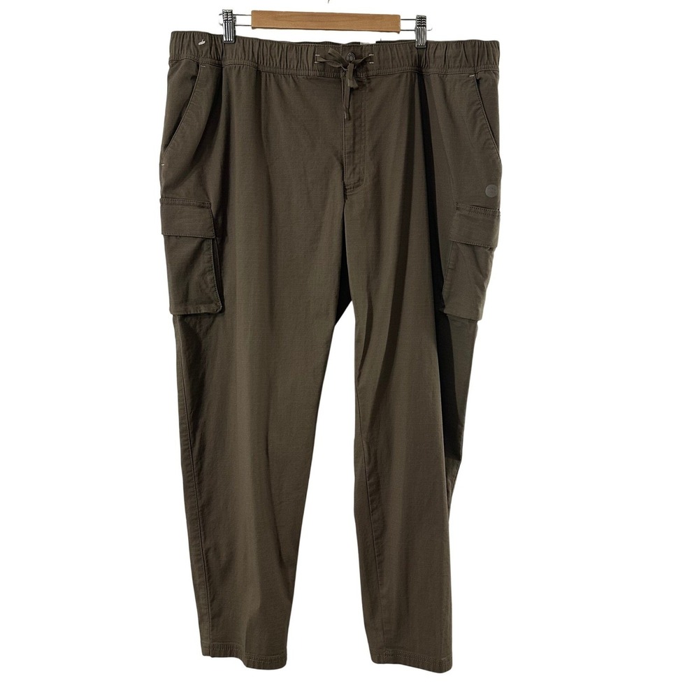 LL Bean Mens XXL 30 Olive Brown Cargo Pants Stretch Ripstop Drawstring Gorpcore